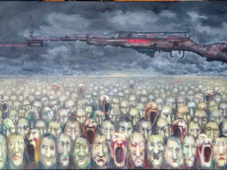{{一杆枪}} 规格 100CM X 200CM  创作年代 2016年